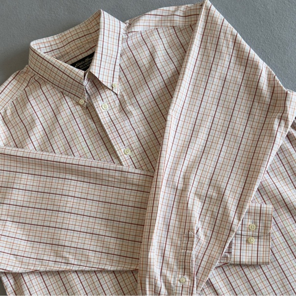 Eddie Bauer Other - Eddie Bauer Men's Button-Down Plaid Shirt in Cream, Red, Brown